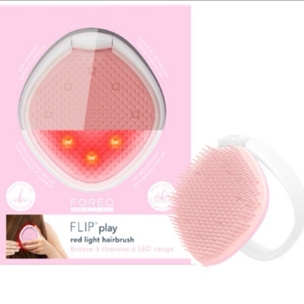 FOREO FLIP Play Red Light Hairbrush Tickle Me Pink NWT